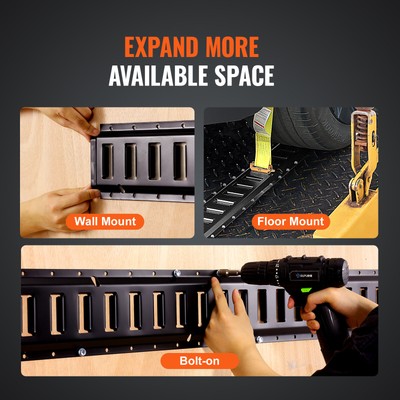 VEVOR E Track Tie Down Rails 4 Pack 2' E-Tracks Power Coated for Cargo Trailers