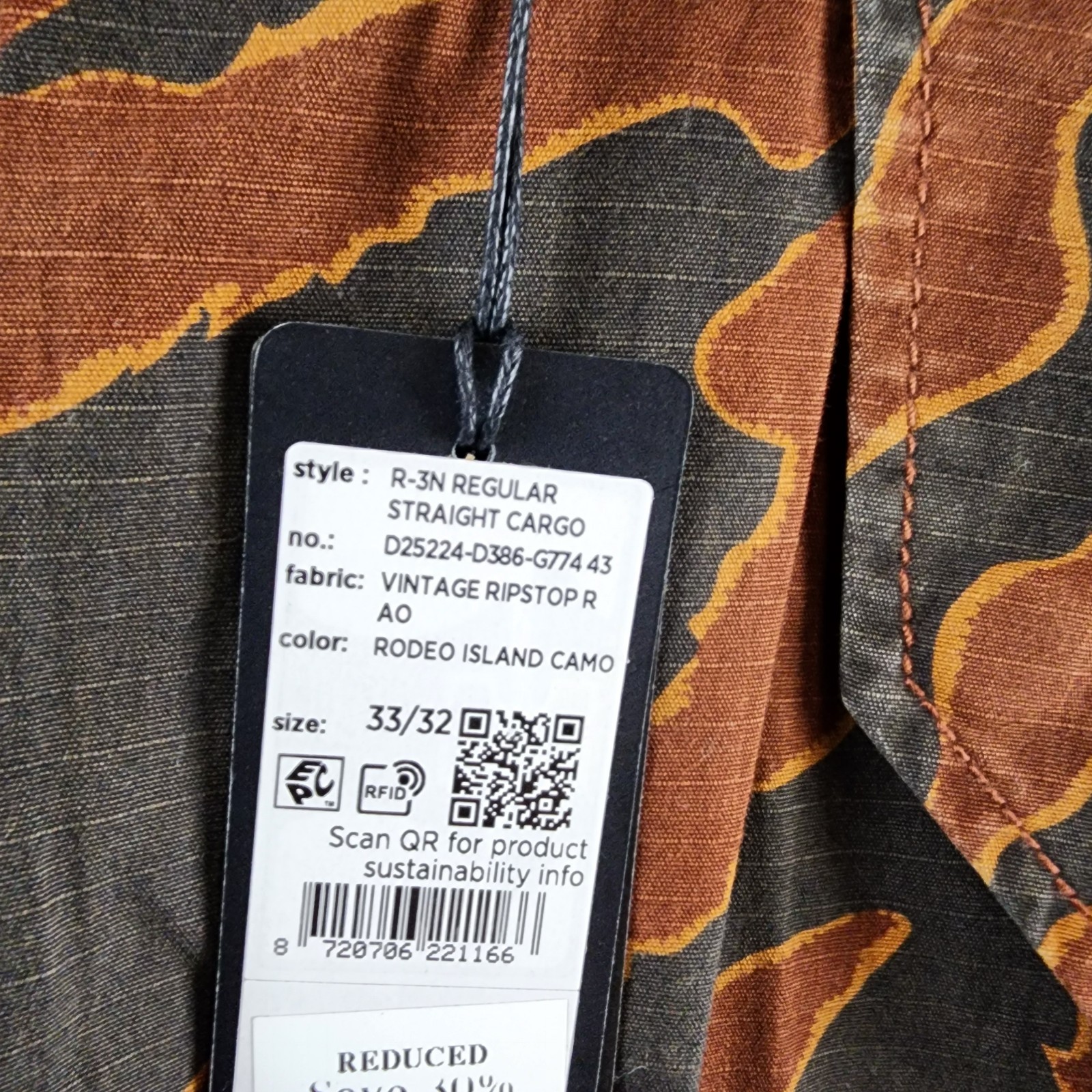 G-Star Raw Printed Straight-Fit Cargo Pants Men's 33/32 Rodeo Island Button Zip - Picture 8 of 18