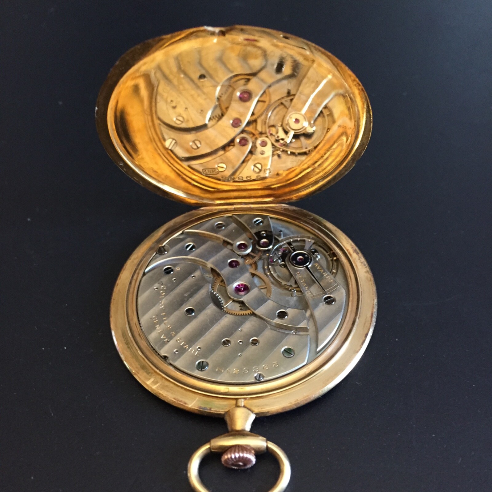 Very Rare & Thin Golay Fils & Stahl Geneve 18 k Swiss Pocket Watch