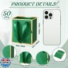 Yeaqee 50 Pcs Mini Metallic Paper Gift Bags with Handles 4x2.75x4.5'' Tiny Small Gift Bags with Thank You Tag for Christmas Wedding Birthday Welcome Return Gifts Small Business(Dark Green,Gold)