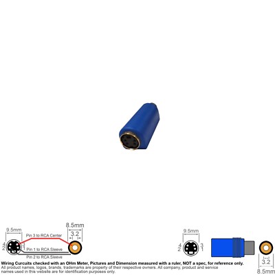 Adapter Video SVHS S-Video Mini Din 4 Pin MD4 Female Coax RCA Female Connector