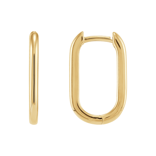 Pre-owned Welry 18mm Oval Hoop Earrings In 14k Yellow Gold