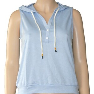 Hooded Sleeveless Pullover Hoodie lightweight Sweatshirt V-neck NWT blue front