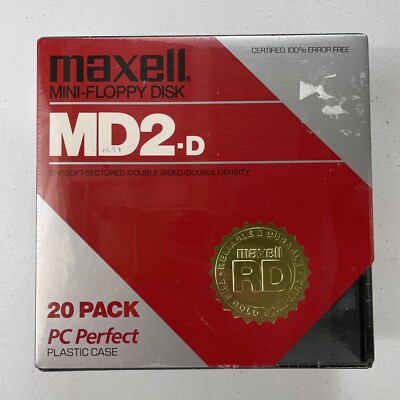 Maxell Mini-Floppy Disk MD2-HD Double Sided 96 TPI - BOX OF 20 - NEW