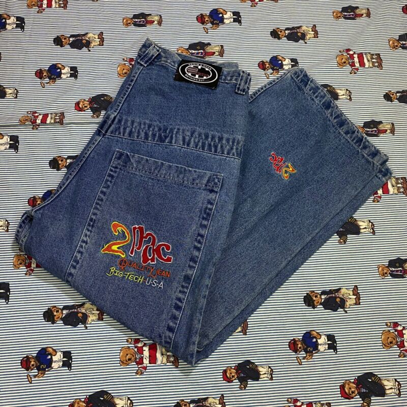 VTG 90s 2Pac Baggy Wide leg denim Jeans Men's 36 American VTG 90s 2Pac Baggy Wide leg denim Jeans Men's 36 American