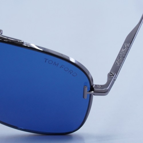 Pre-owned Tom Ford Ft1017 14v Shiny Ruthenium/blue 60-12-145 Sunglasses Authentic