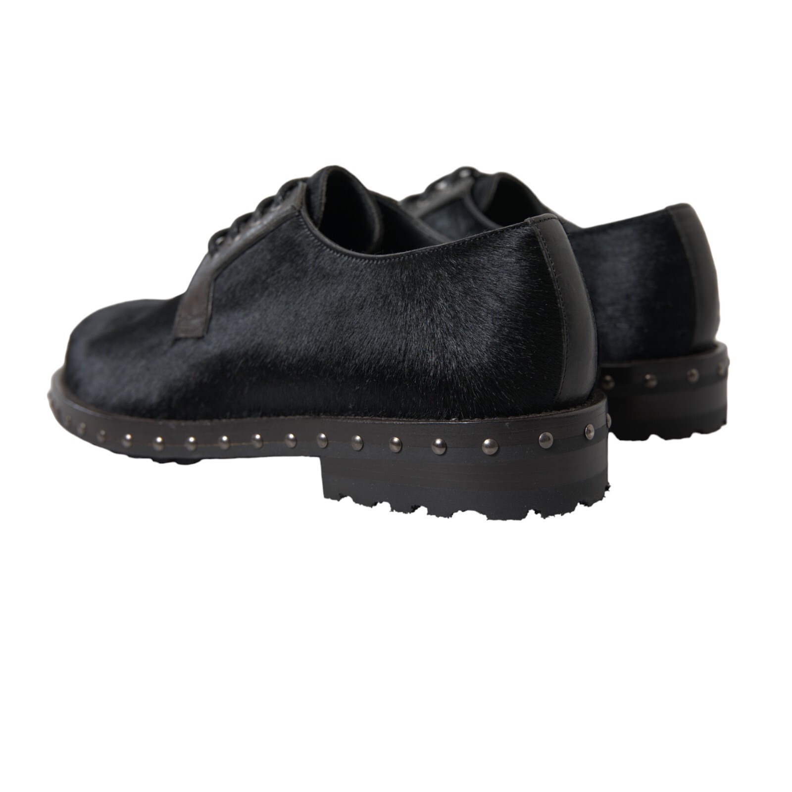 Pre-owned Dolce & Gabbana Shoes Dress San Pietro Black Stable Fur Derby Eu42 /us9 1120usd