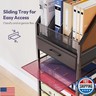 SWTYMIKI 9-Tier Rolling File Cart - Paper Organizer with Drawer and Trays, Wood Desk Office Organizer, Office Organization and Binder Storage for Workspace, Home, School, Black