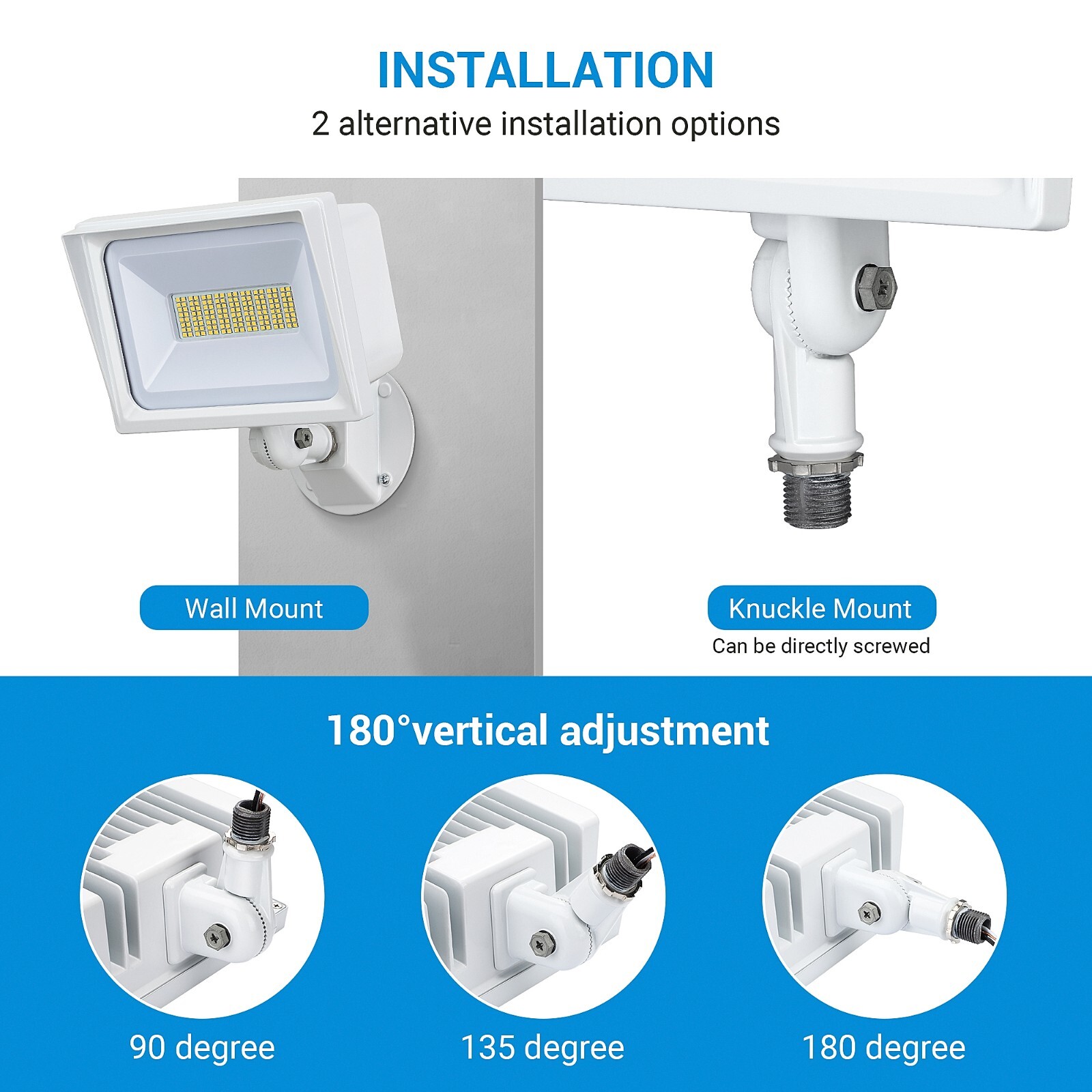 DEWENWILS 2-Pack LED Flood Light Outdoor, 65W  IP65 Waterproof 6670 Lumen White
