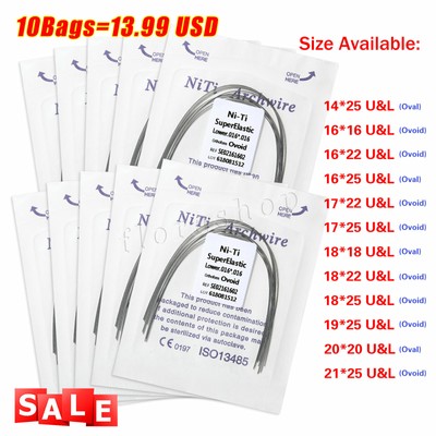 100PCS Dental Orthodontic Niti Rectangular Arch Wire Super Elastic All Type NTFS