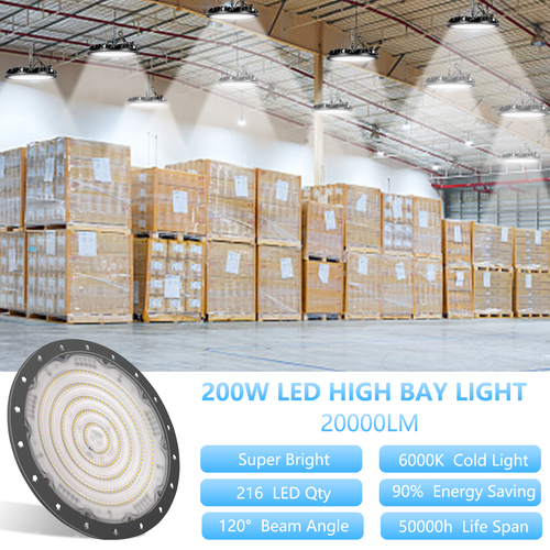10 Pack 200W UFO LED High Bay Light Shop Industrial Commercial Factory Warehouse