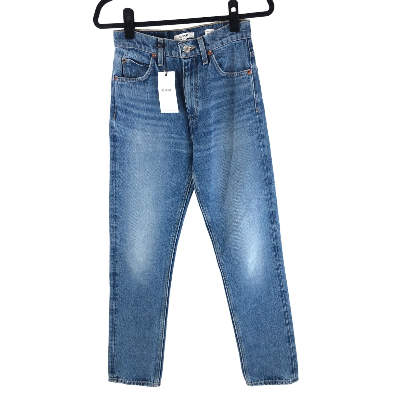 Re/Done Womens Jeans 90s Straight Indigo Stone Wash Zip Fly