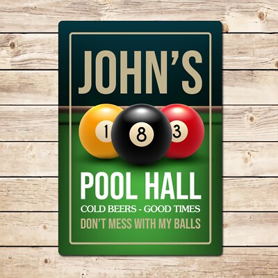 Personalised Pool Sign, Mancave Billiards Christmas Gift for Dad Grandad