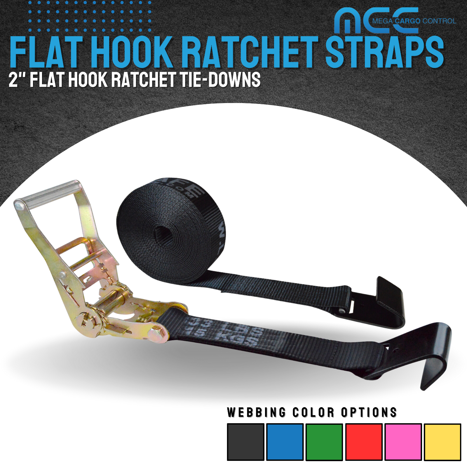 Heavy Duty 2" x 30' Ratchet Strap w/Flat Hook for Flatbed Truck Trailer Tie Down