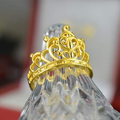 Pre-owned Yuxi 999 24k Yellow Gold Ring Woman's Fashion Love Heart Elegant Crown Ring/ Us 9