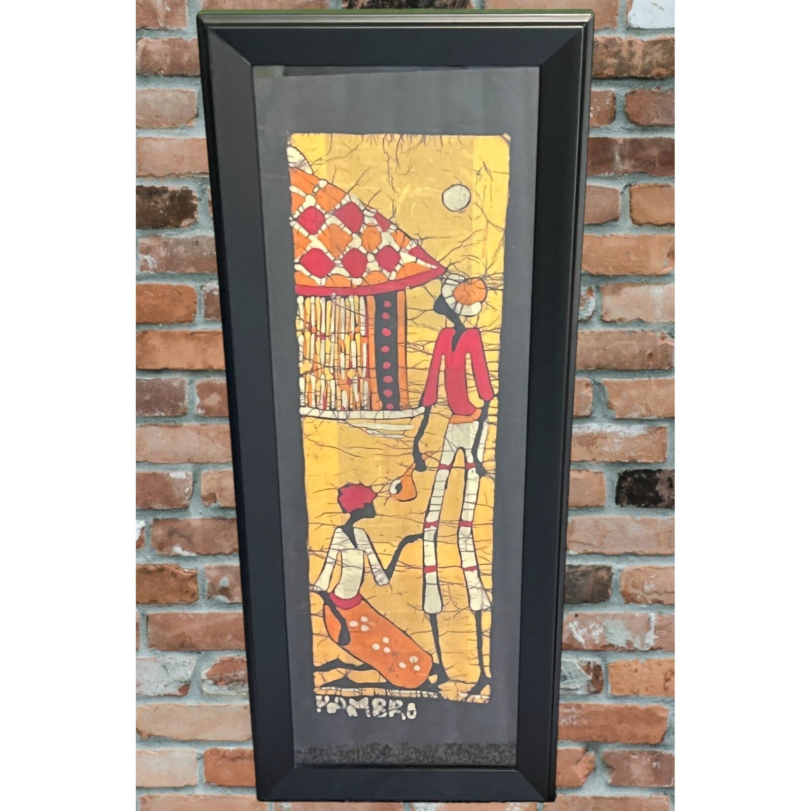 Vintage African Batik Fabric Art Signed Hambro Tribal