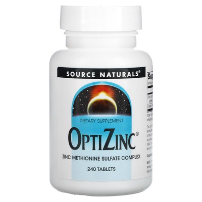 Source Naturals OptiZinc 240 Таблетки без молока, яиц, без глютена,