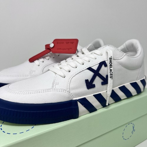 Pre-owned Off-white Vulcanized Men's Sneakers Size 46 Eu / 13 Us White Navy Blue