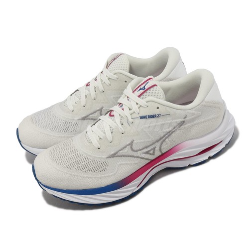 

Женские беговые кроссовки Mizuno Wave Rider 27 SSW Super Wide White Grey Red J1GD2377-25, Белый, Wave Rider 27 Ssw Super Wide
