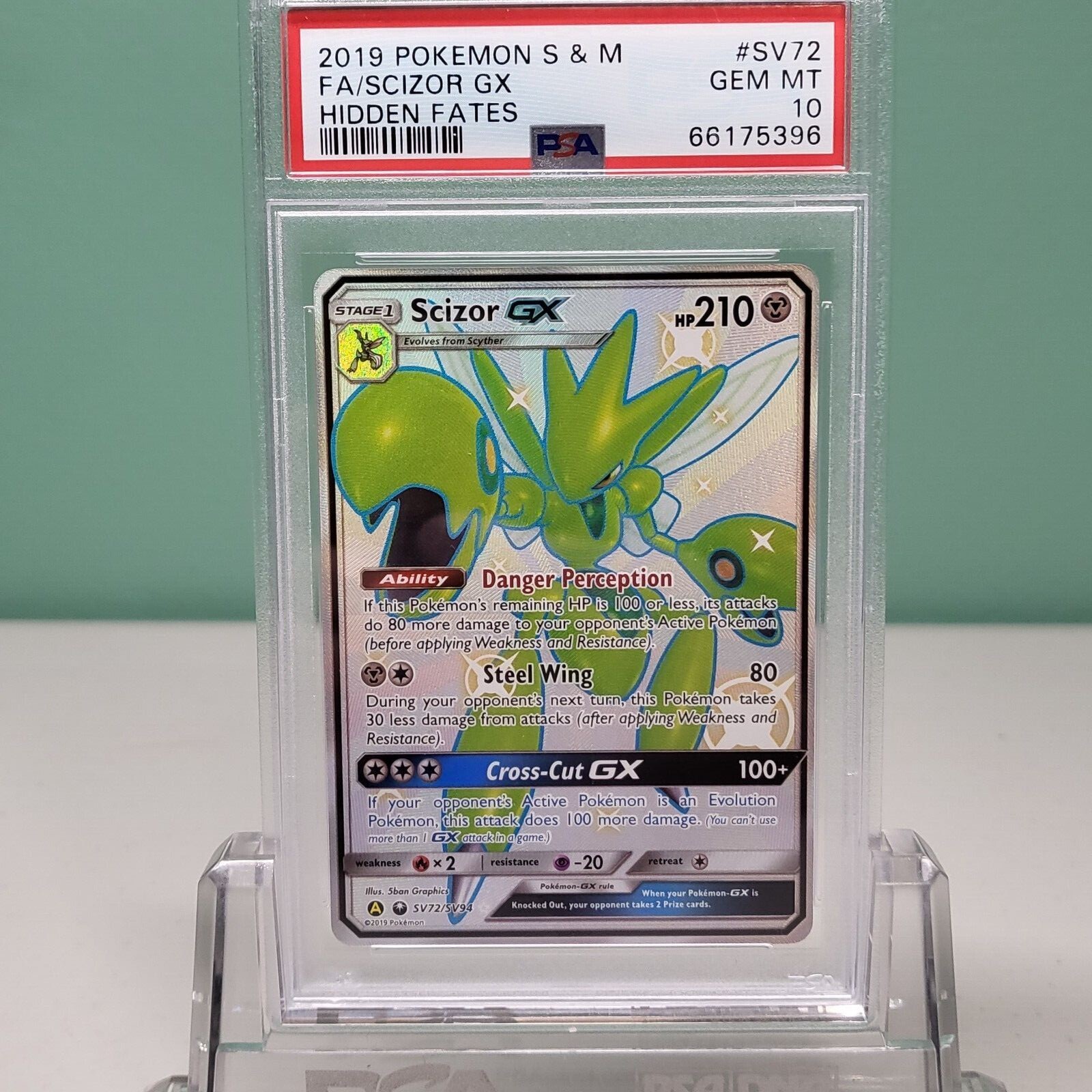 Pokemon Sun & Moon Hidden Fates Shiny Scizor GX SV72 PSA 10 Pokemon Sun & Moon Hidden Fates Shiny Scizor GX SV72 PSA 10
