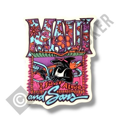 Maui And Sons I Surf Alone Surf Sticker - Vintage Skate Venice Beach