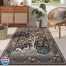 Rugcomf 3x5 Rug Vibrant Tree of Life-Patterned Vintage Non Slip Low Pile Small Carpet for Bedroom Bedside Kitchen Entryway Kids Room Office College Dorm Essentials for Girls, Black