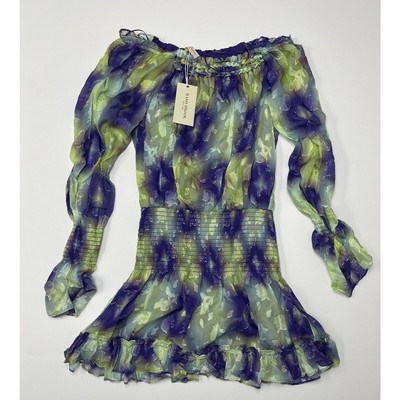 Ramy Brook Women's Printed Willow Off-The-Shoulder Mini Dress Size XXS #91A