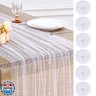 Pearl Tulle Table Runner Sheer Fabric Set of 6 White Lace Table Runners 29x120 Inch Boho Rustic Desk Centerpieces for Bridal Shower Birthday Party Wedding Arch Aisle Veil Dessert Table Decor