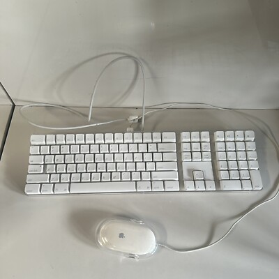 Apple White Wired Keyboard A1048 & Mouse M5769 Bundle Lot Tested Working
