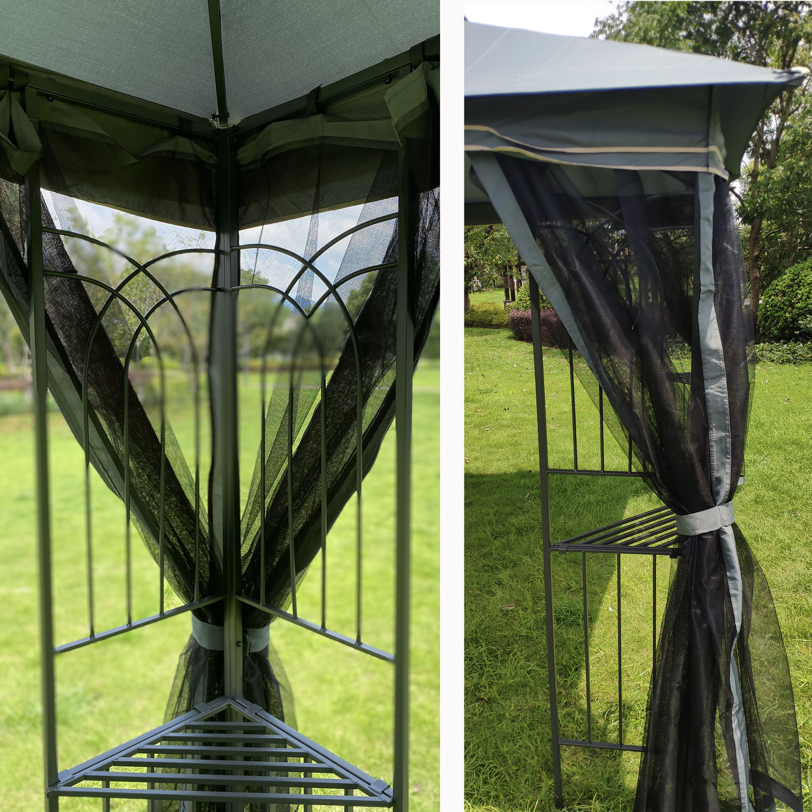 10x10FT Garden Patio Gazebo Canopy Tent With Ventilated Double Roof Mosquito Net