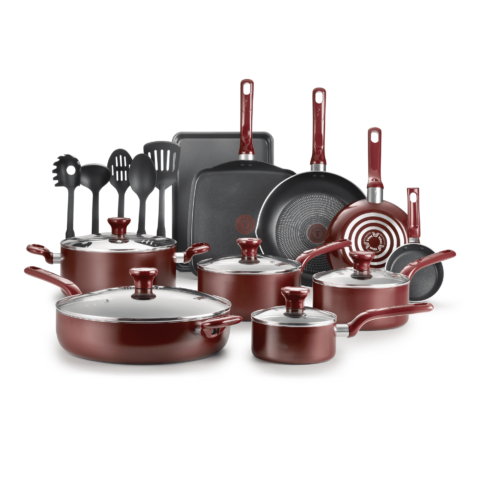 T-fal 20pcs Nonstick Cookware Set Thermo-spot Technology Oven Safe 8