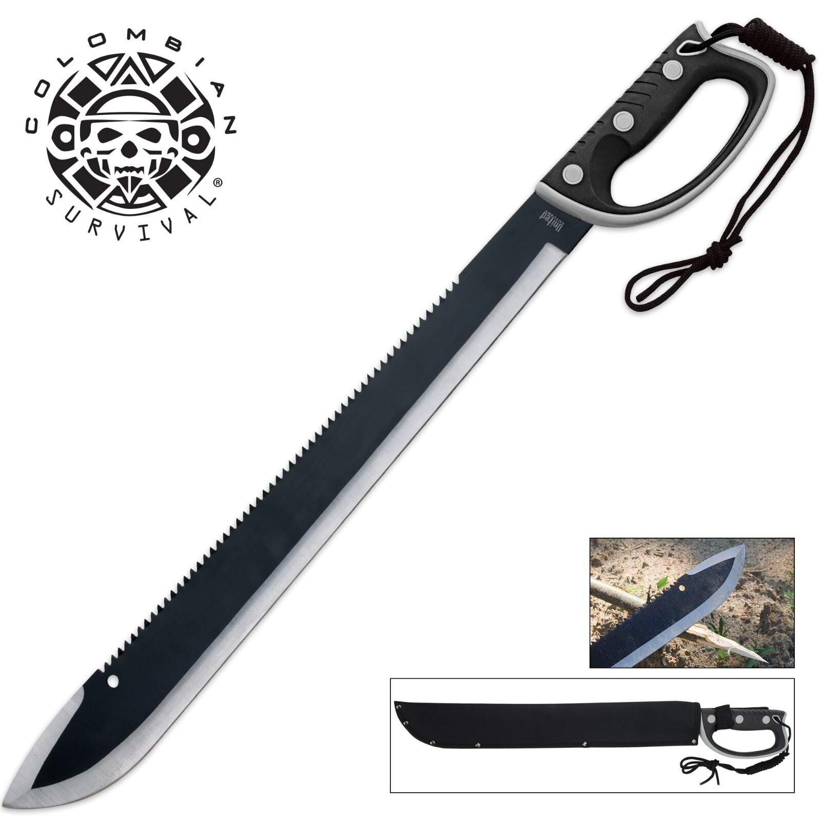 Colombian Machetes Sawback Survival Machete and Sheath | Wrist