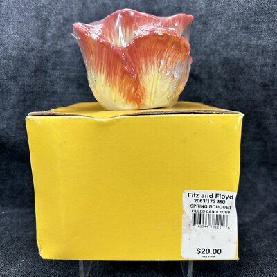Vintage Fitz and Floyd Spring Bouquet Collection Candle Cup ~ NEW OLD STOCK