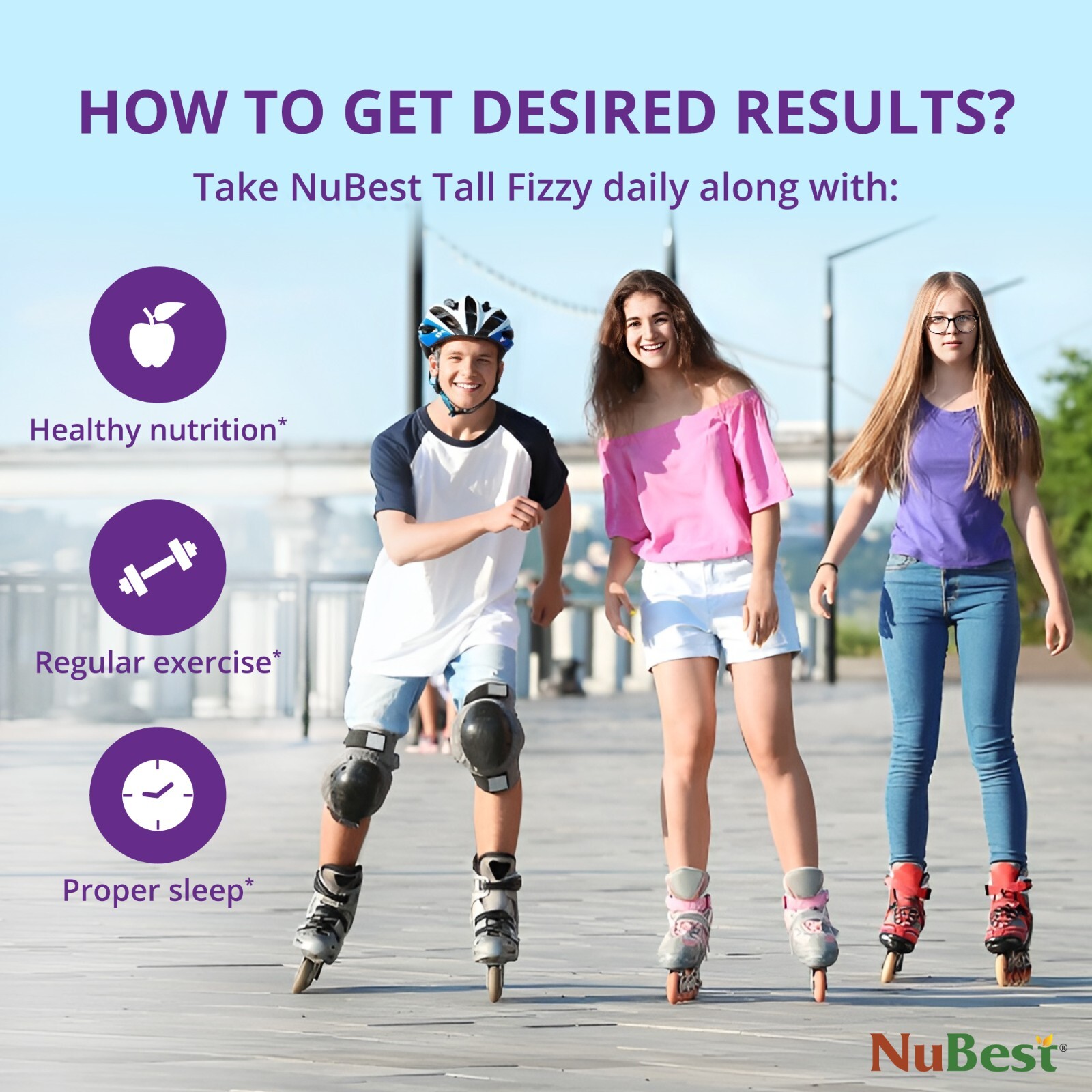 NuBest Tall Fizzy for Kid Age 4+ with Probiotic, Calcium, Vitamin, Orange Flavor