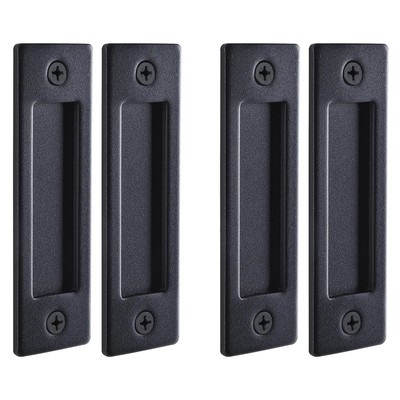 2 Pack Barn Door Flush Handle Set, Matte Black - Interior Barn Door Handle Set