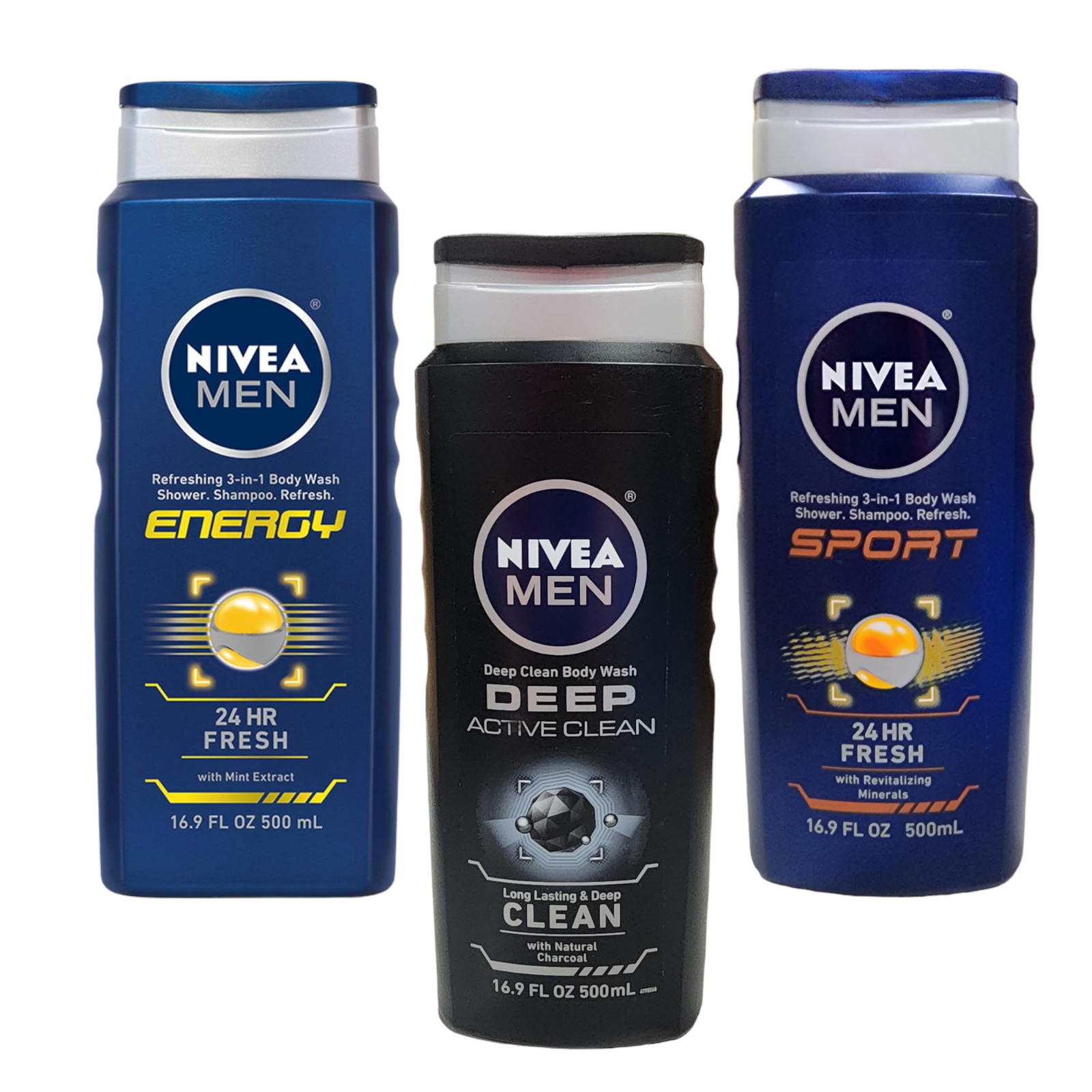 3 In 1 Energy Sport Deep Clean 16.9 Oz Each Variety 3 Pack