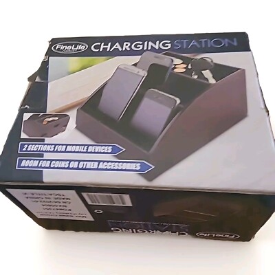  FINE LIFE WOODEN CELL PHONE /DEVICE CHARGING / DOCKING STATION ORGANIZER  NIB