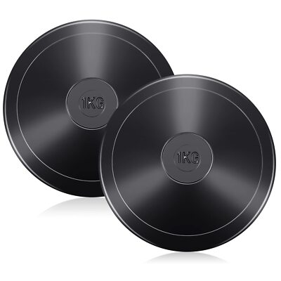 2 Pcs 1kg Sports Training Discus Boys Girls Black Rubber Discus Track and Fie...