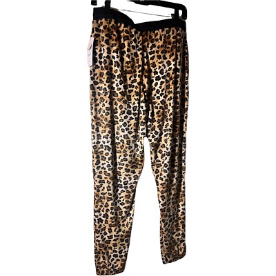 Women's Leopard Plush Jogger Pants Pajama Lounge Animal Print NWT S, M, or L