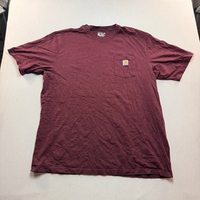 Carhartt Pocket T-Shirt Women Two Extra Large Tall Burgundy Excellent Loose Fit