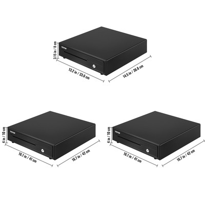 VEVOR Cash Drawer 13/16in Cash Register POS System 3 Unlocking Ways RJ11/12