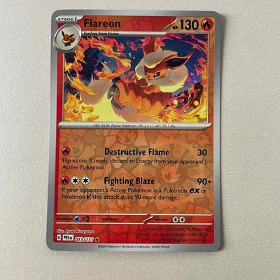 Pokémon Prismatic Evolutions #12 Flareon Reverse Holo Rare