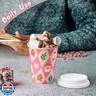 Remerry 100 Sets 400 Pcs 12 oz Christmas Disposable Coffee Cups with Lid, Straws and Sleeves Snowflake Reindeer Snowman Paper Cups Xmas Party Supplies for Hot Drink Cold Beverage(Pink Christmas)