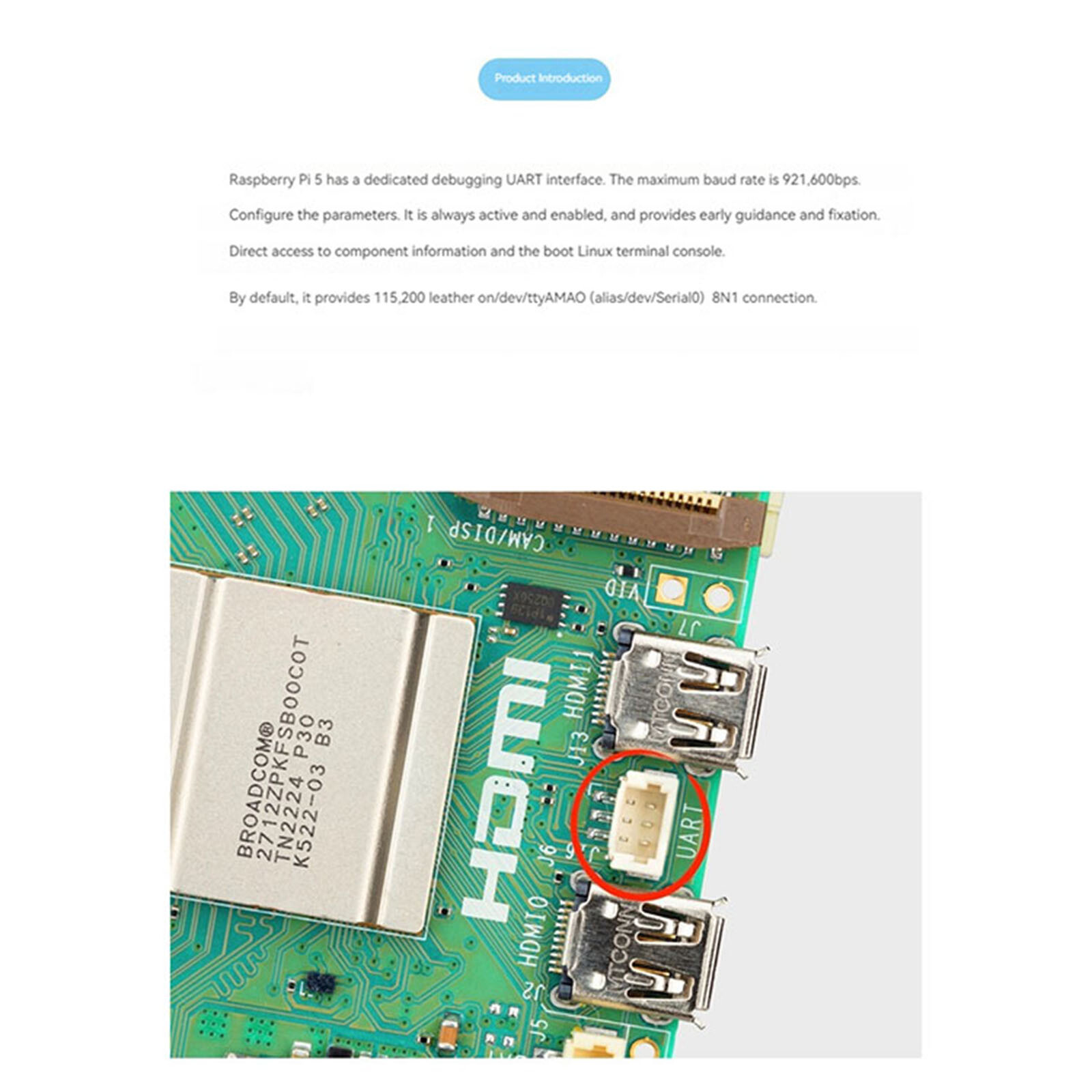 UART Interface Terminal Connection Cable Compatible with Official Debugger