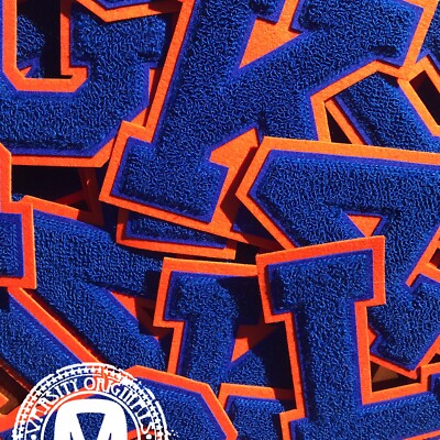 Royal Blue/Orange 6'' Chenille Varsity Letter Patches (A-Z) MADE IN USA