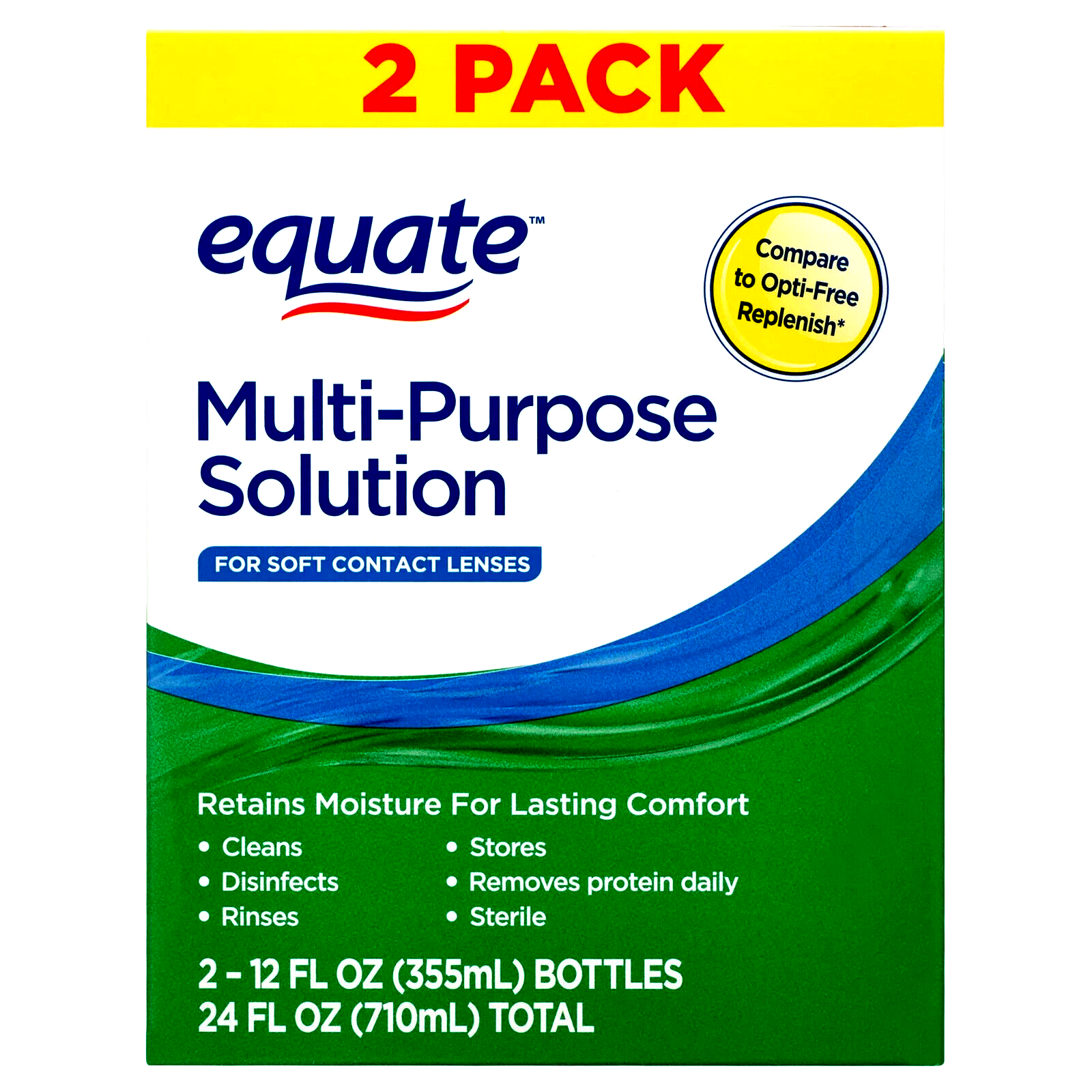 "Twin Pack of 12 fl oz Equate Multi-Purpose Contact Lens Sol