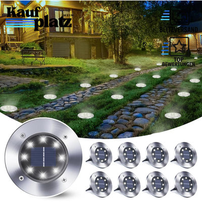 Qedertek 8 Stück Solar Bodenleuchten Aussen Garten - 8 LED Solarleuchten Außenle
