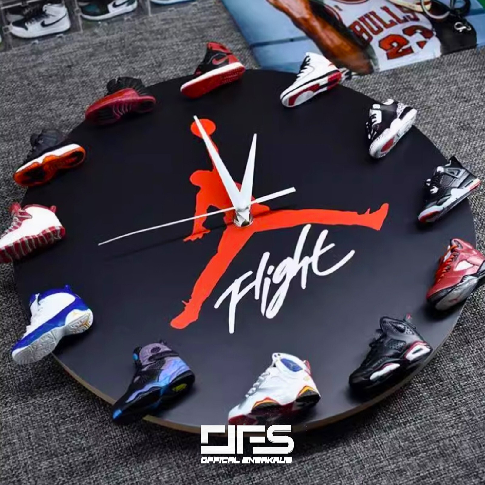air jordan wall clock with 3d mini sneakers