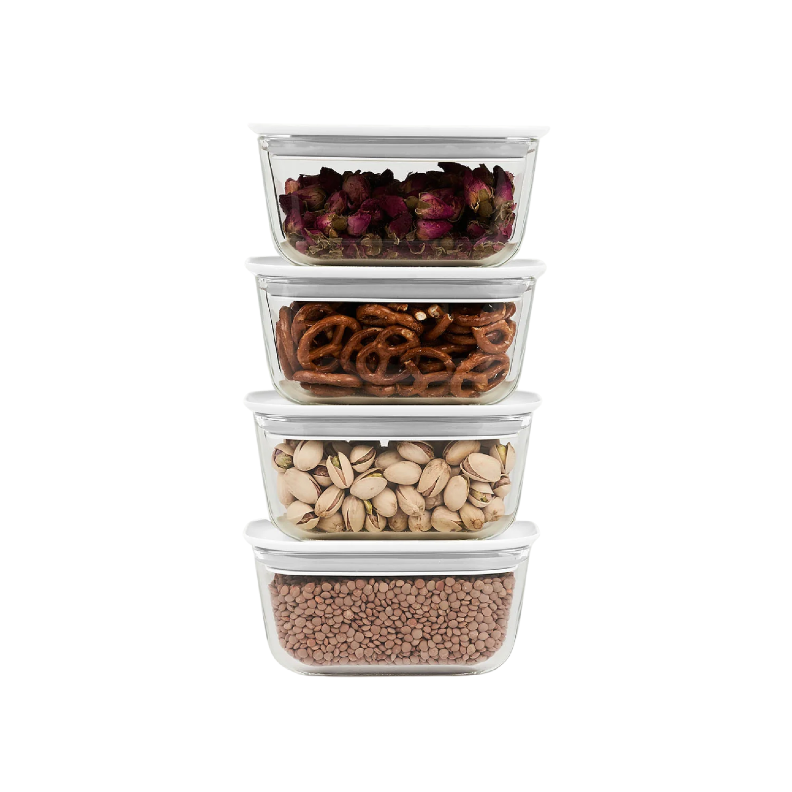 (Set of 4) NEOFLAM FIKA Clik Glass Food Storage Set, Microwave, Oven Safe