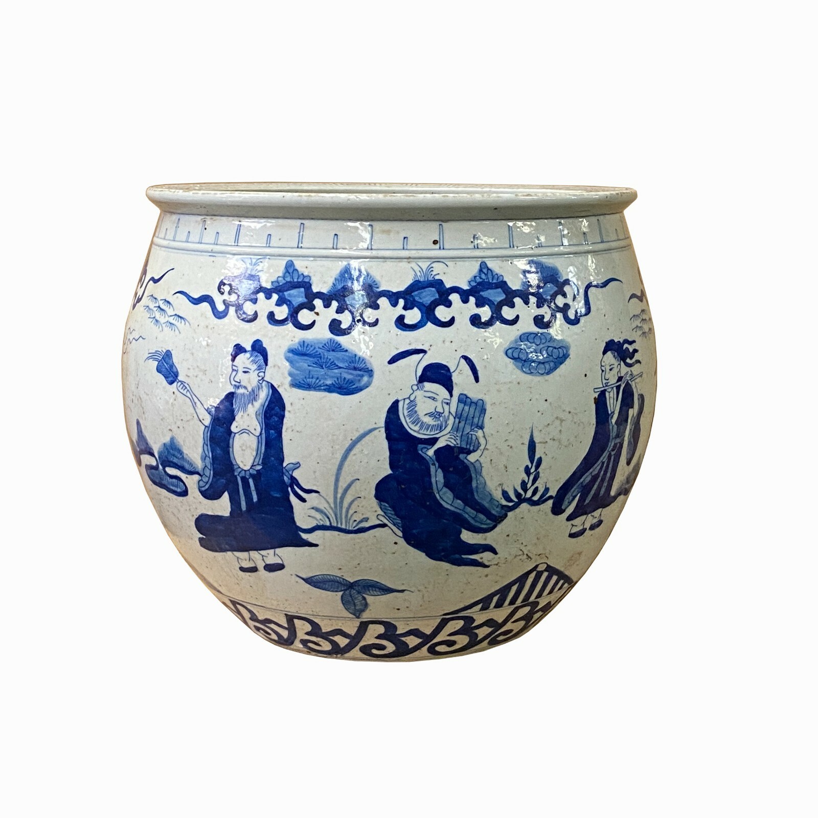 Chinese Blue White Oriental Immortal People Scenery Porcelain Pot ws1408S Chinese Blue White Oriental Immortal People Scenery Porcelain Pot ws1408S